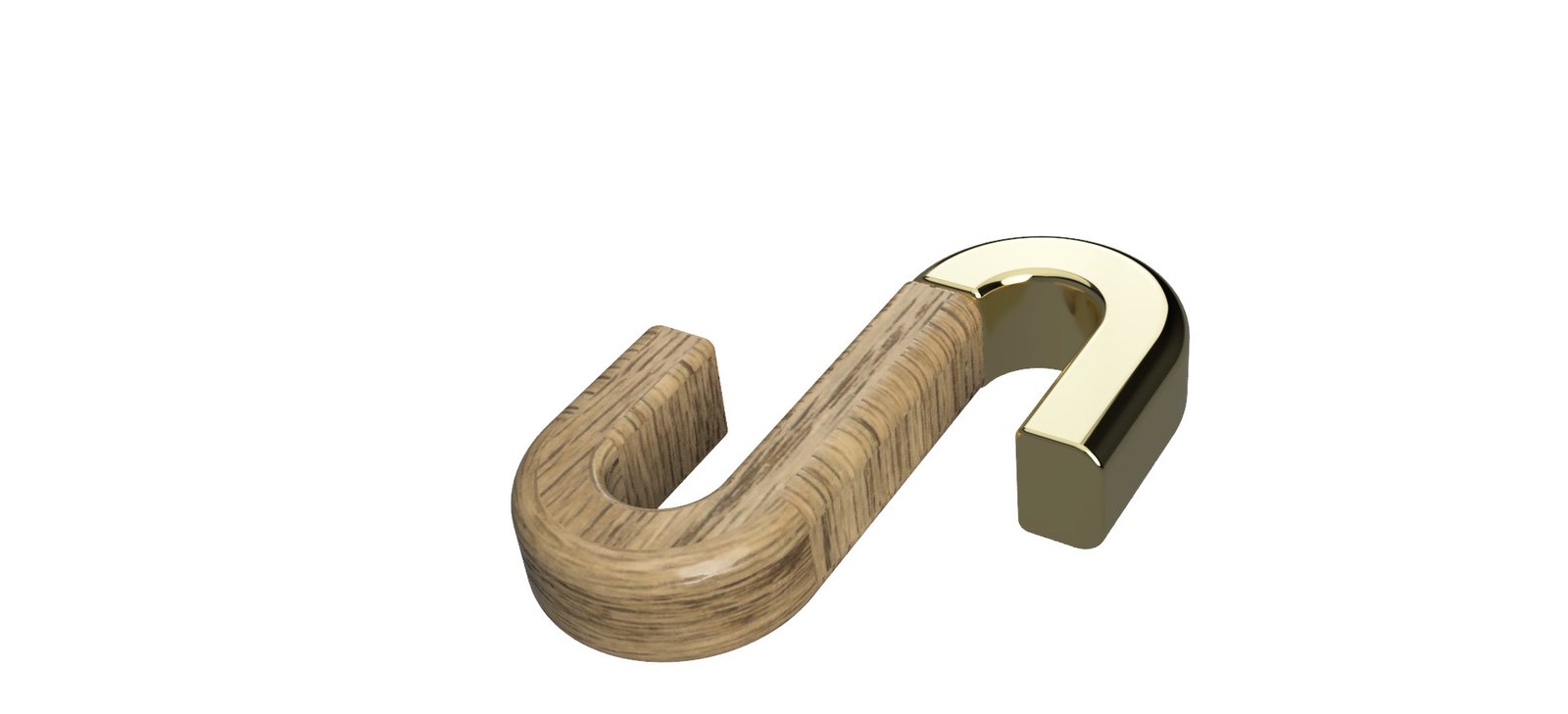 Étude de forme — assemblage bois et laiton, vue en angle.
