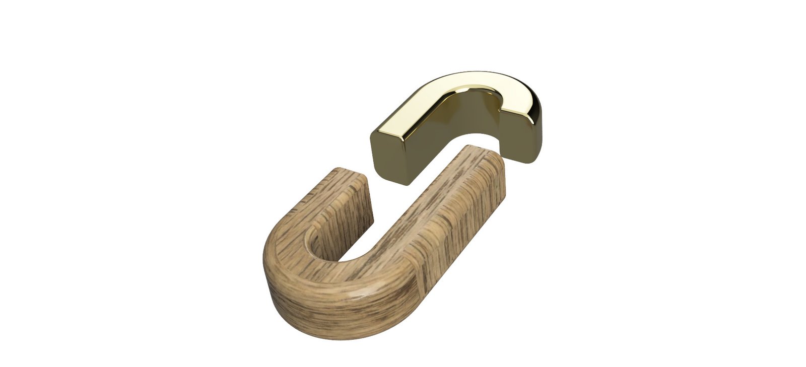 Étude de forme — assemblage bois et laiton, vue éclatée.
